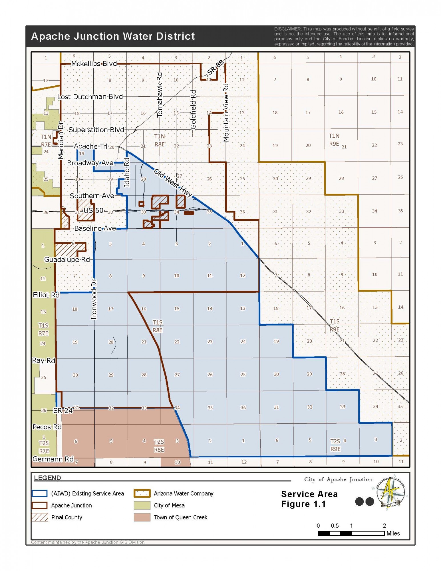 AJWD Service Area Map